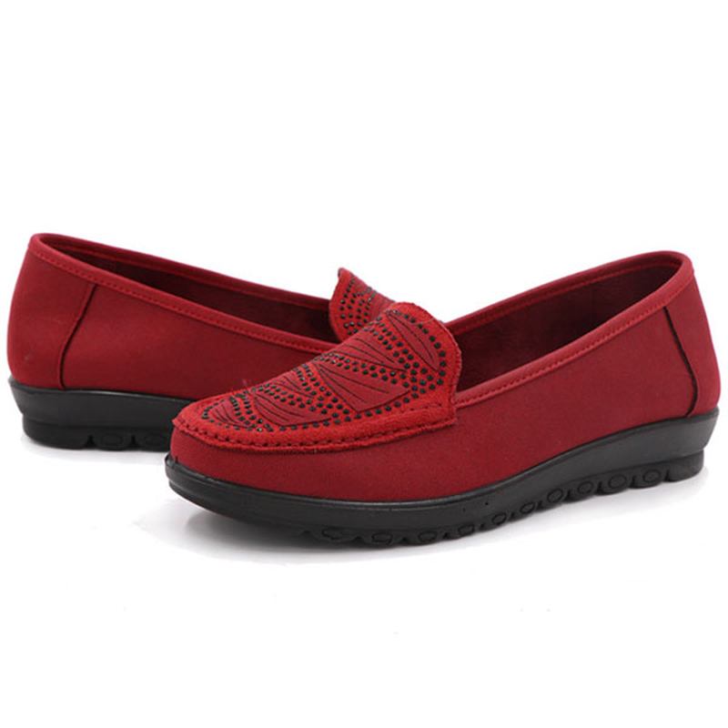 Dame Fritids Flat Slip-on Myke Sko I Semsket Skinn