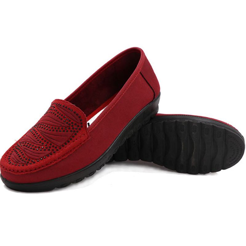 Dame Fritids Flat Slip-on Myke Sko I Semsket Skinn