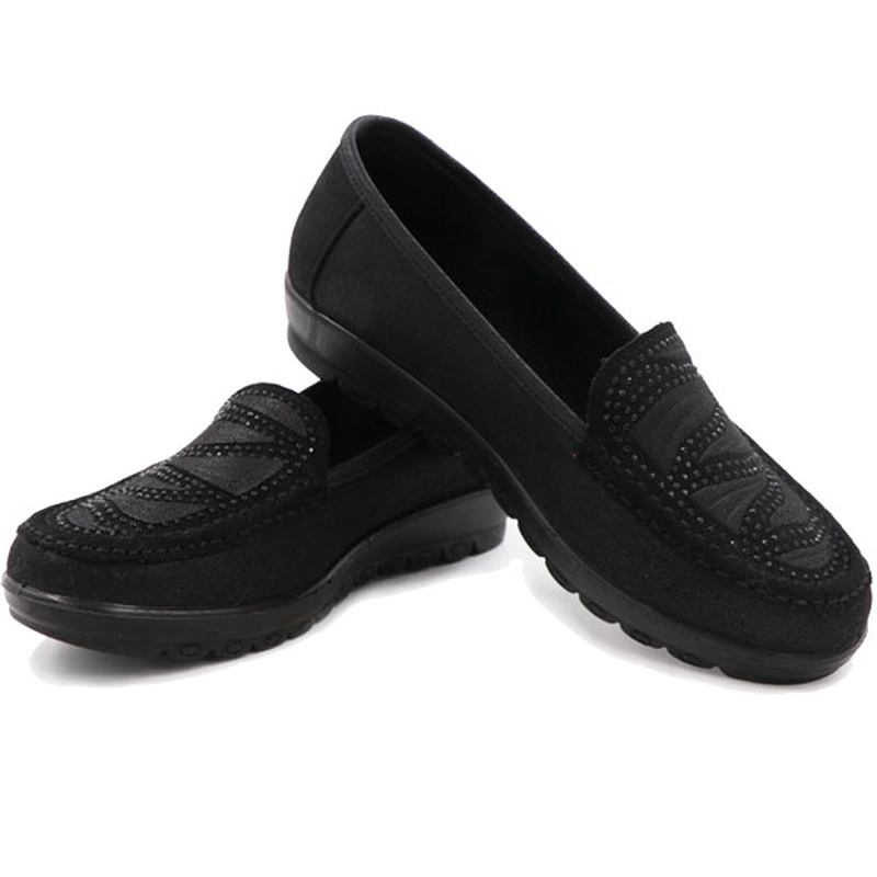 Dame Fritids Flat Slip-on Myke Sko I Semsket Skinn