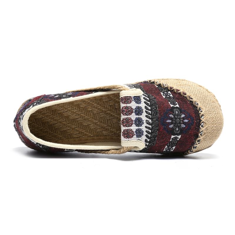 Dame Lin Halm Mønster Fritids Slip On Espadrille Flat Loafers