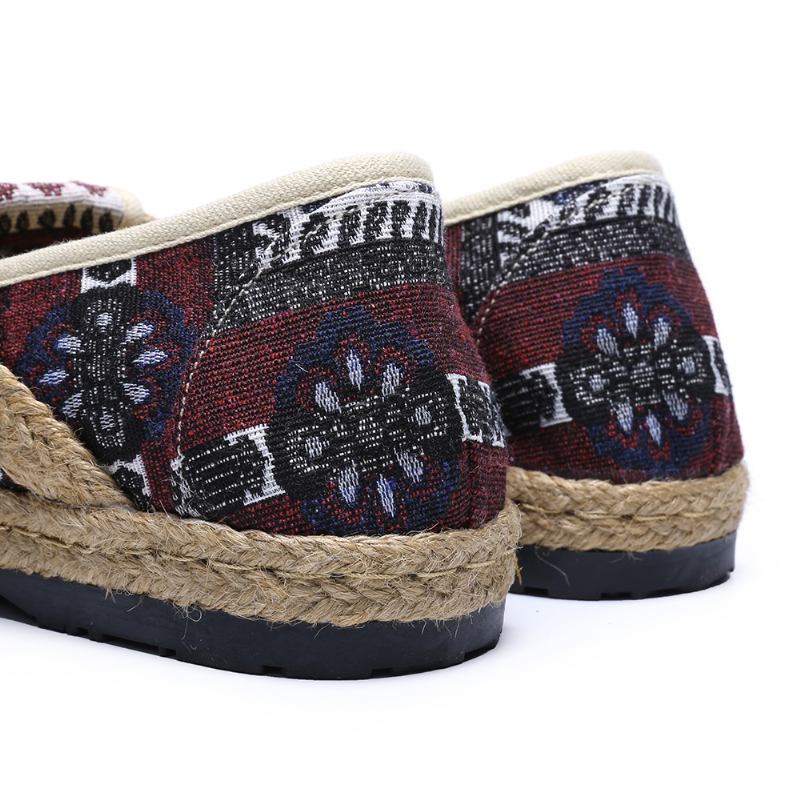 Dame Lin Halm Mønster Fritids Slip On Espadrille Flat Loafers