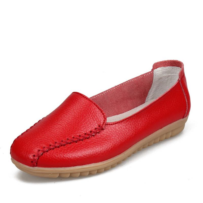 Dame Loafers Sko Fritids Outdoor Slip On Leather Flats