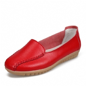 Dame Loafers Sko Fritids Outdoor Slip On Leather Flats