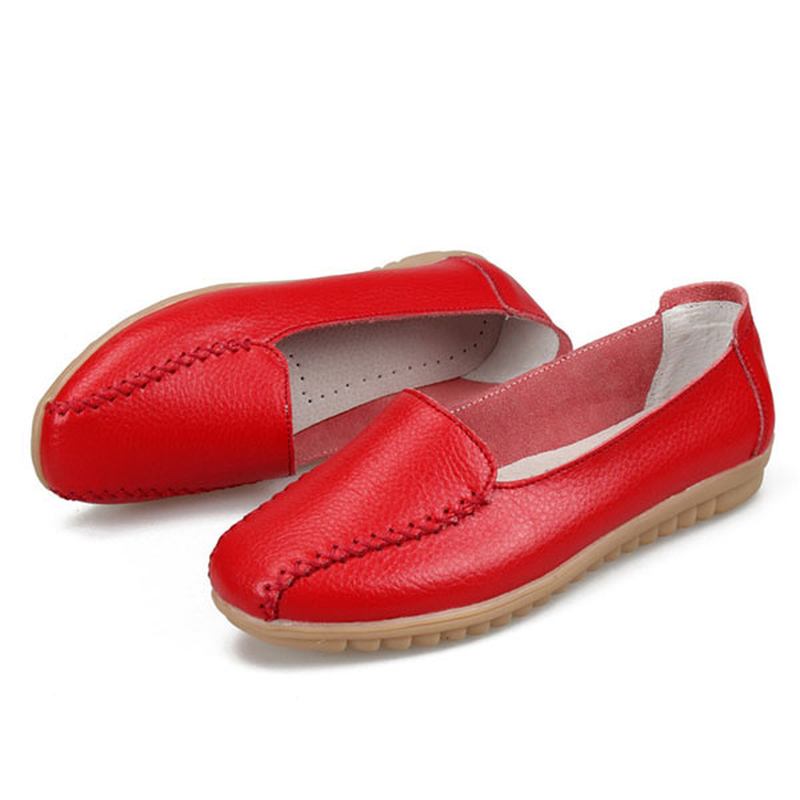 Dame Loafers Sko Fritids Outdoor Slip On Leather Flats