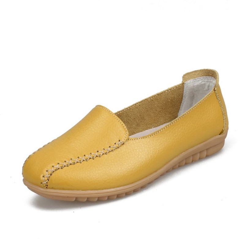 Dame Loafers Sko Fritids Outdoor Slip On Leather Flats