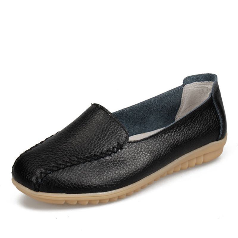 Dame Loafers Sko Fritids Outdoor Slip On Leather Flats