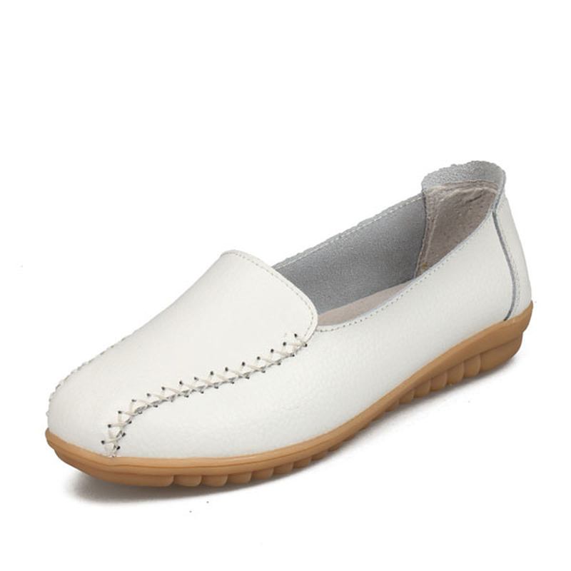 Dame Loafers Sko Fritids Outdoor Slip On Leather Flats