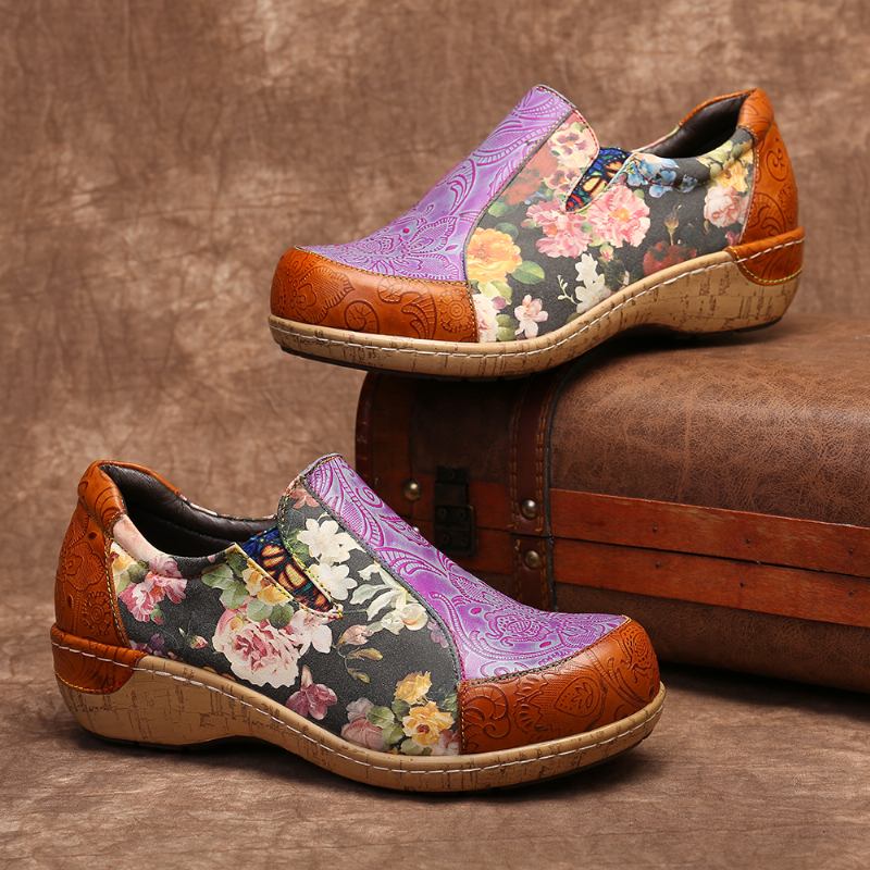 Dame Retro Stitching Komfortable Leather Loafers