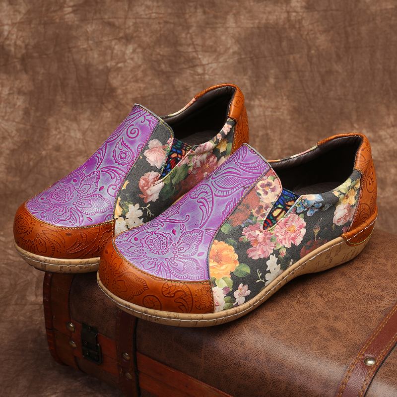 Dame Retro Stitching Komfortable Leather Loafers