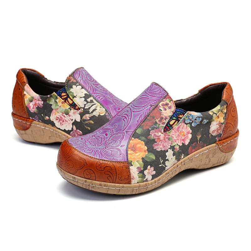 Dame Retro Stitching Komfortable Leather Loafers