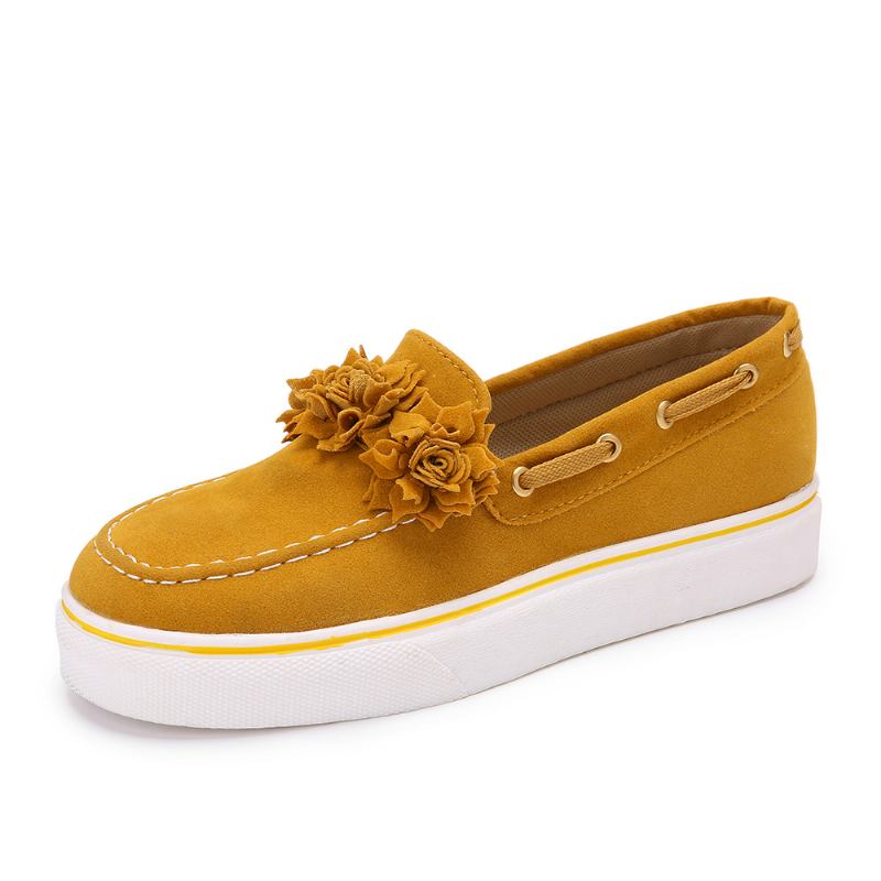 Dame Semsket Blomstrete Lining Enkel Solid Fritids Loafers Sko