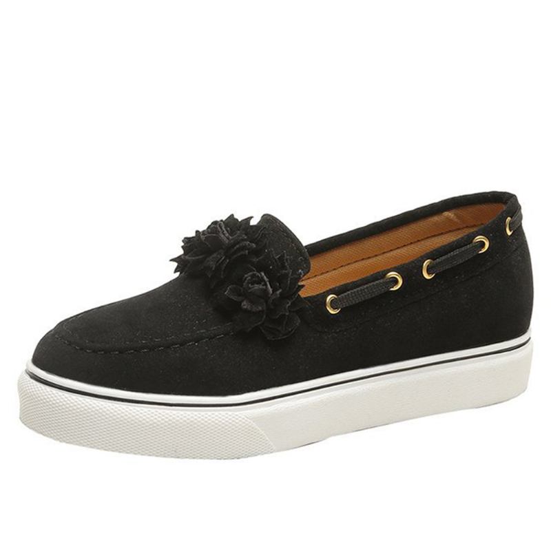 Dame Semsket Blomstrete Lining Enkel Solid Fritids Loafers Sko