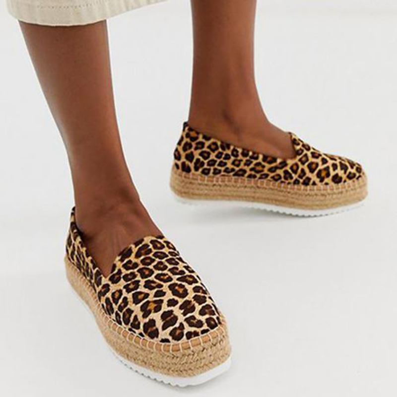 Dame Semsket Espadrilles Halmflettet Plattform Loafers