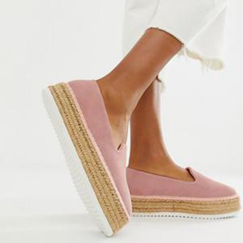 Dame Semsket Espadrilles Halmflettet Plattform Loafers