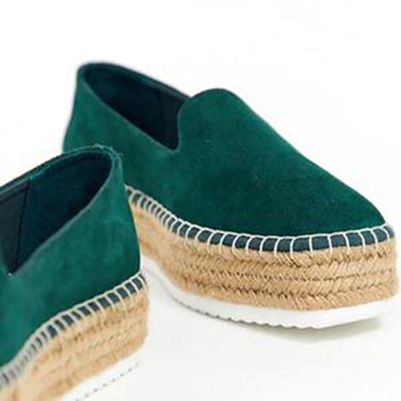 Dame Semsket Espadrilles Halmflettet Plattform Loafers