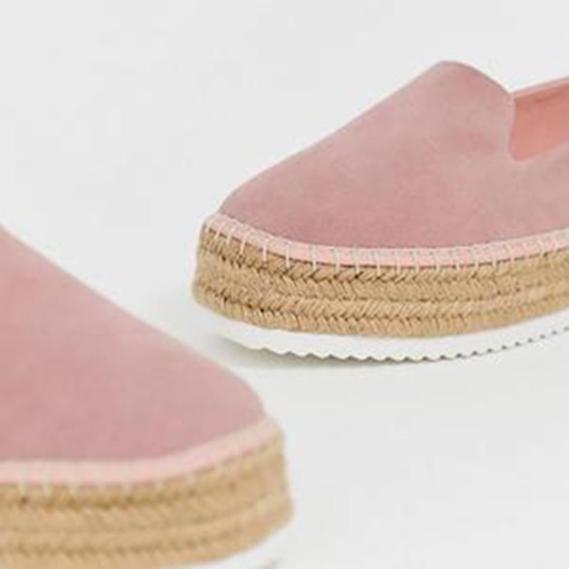 Dame Semsket Espadrilles Halmflettet Plattform Loafers