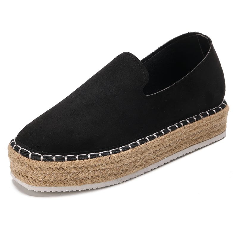 Dame Semsket Espadrilles Halmflettet Plattform Loafers