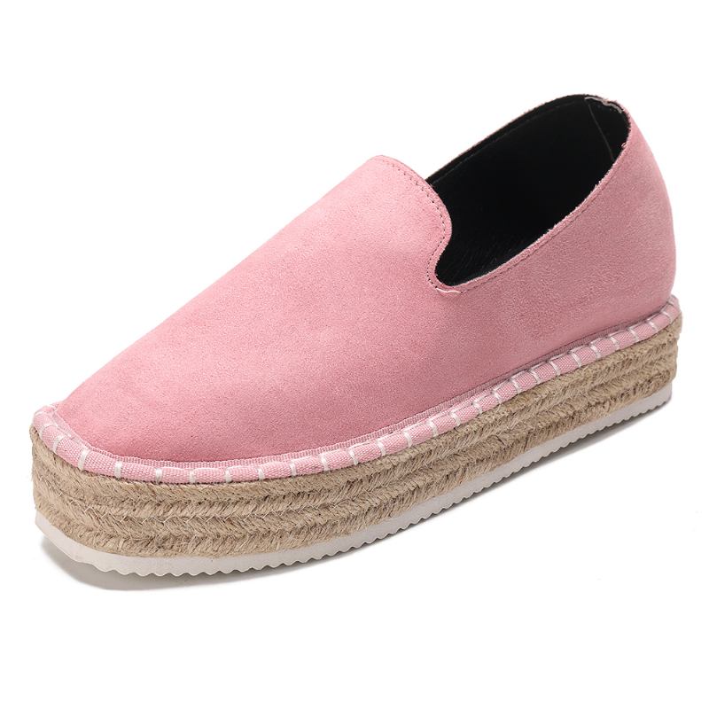 Dame Semsket Espadrilles Halmflettet Plattform Loafers