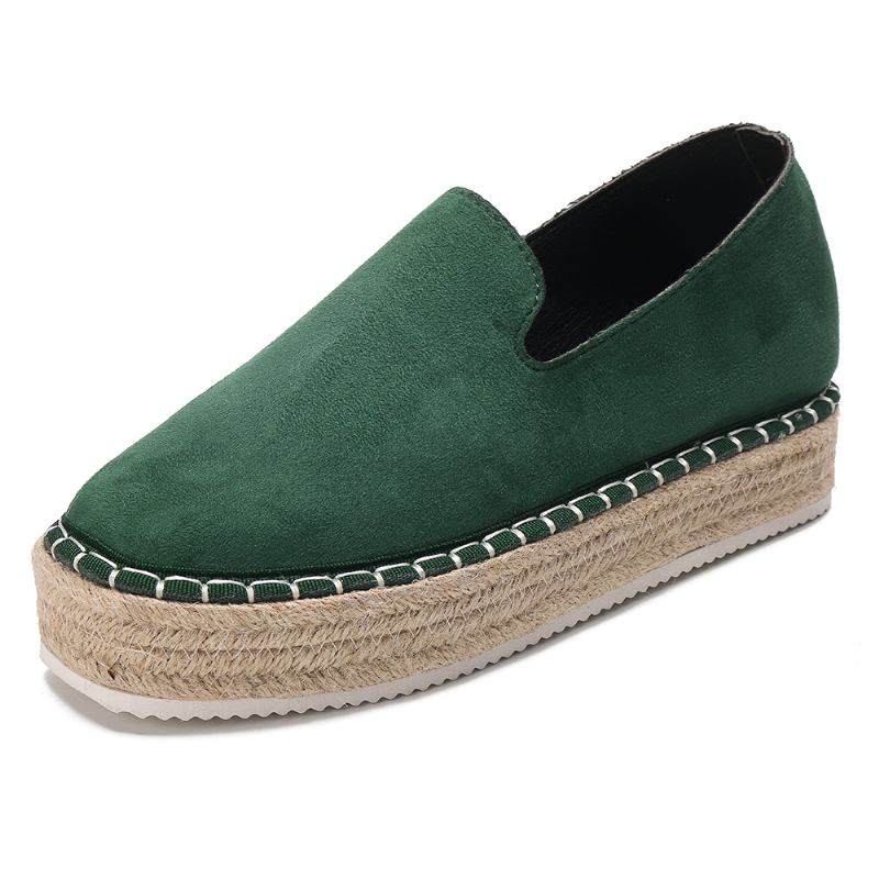 Dame Semsket Espadrilles Halmflettet Plattform Loafers