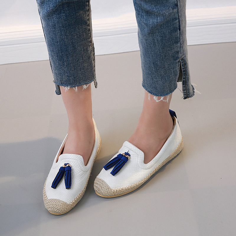 Dusk Rund Tå Slip On Flat Loafers For Kvinner