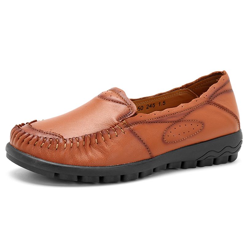 Ekte Skinn Kvinner Fritids Flat Loafers