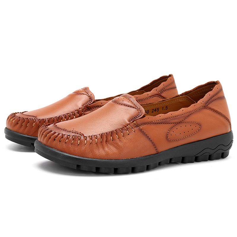 Ekte Skinn Kvinner Fritids Flat Loafers