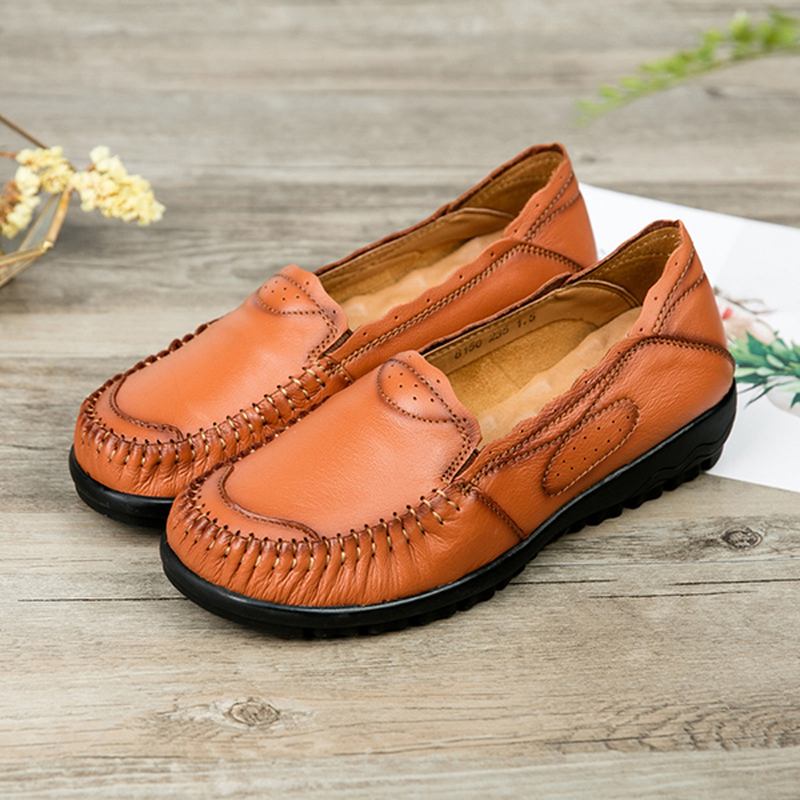 Ekte Skinn Kvinner Fritids Flat Loafers