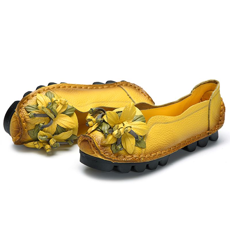 Håndlagde Blomsterloafers I Ekte Skinn