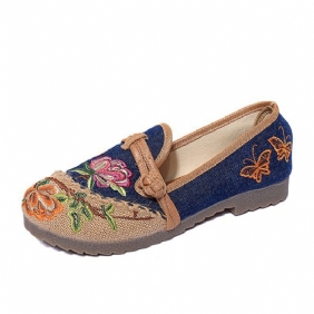 Kinesiske Blomsterbroderte Retro Slip-on-flate Runde Sko