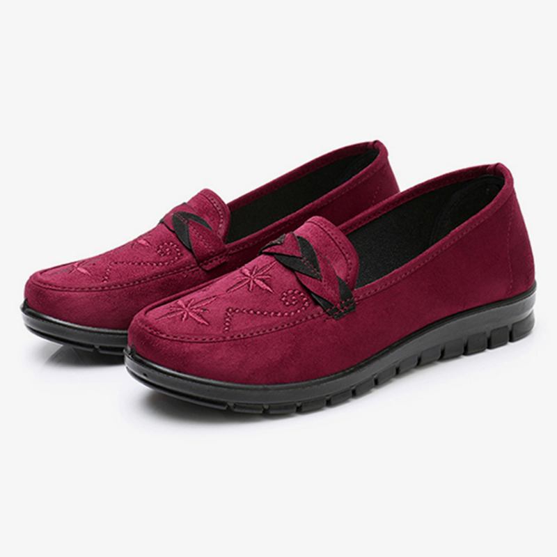 Kvinner Blomster Broderi Shallow Bærbare Slip-on Loafers