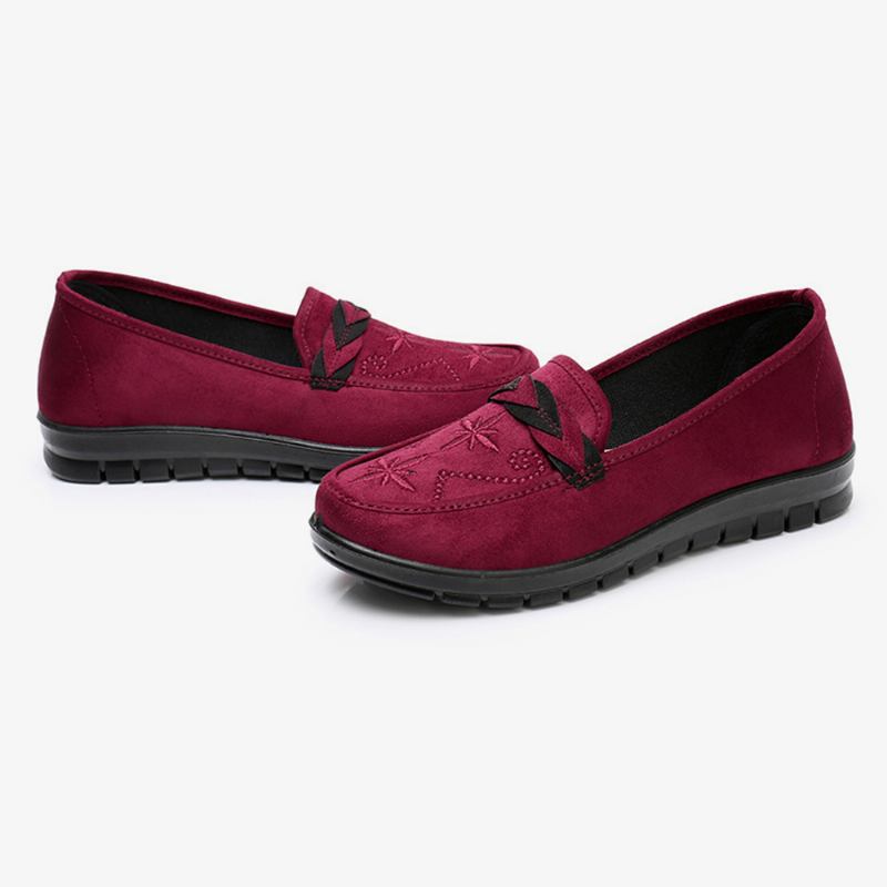 Kvinner Blomster Broderi Shallow Bærbare Slip-on Loafers