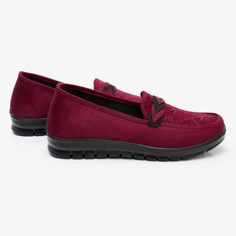 Kvinner Blomster Broderi Shallow Bærbare Slip-on Loafers