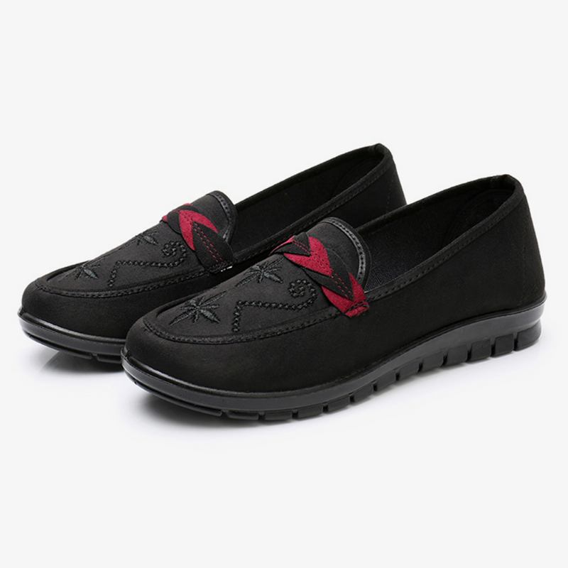 Kvinner Blomster Broderi Shallow Bærbare Slip-on Loafers