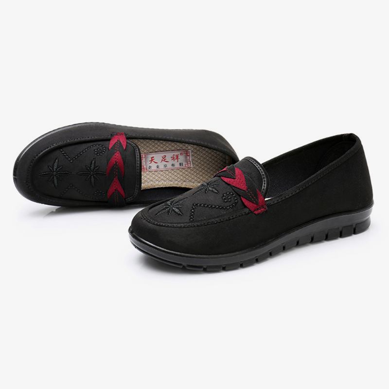 Kvinner Blomster Broderi Shallow Bærbare Slip-on Loafers