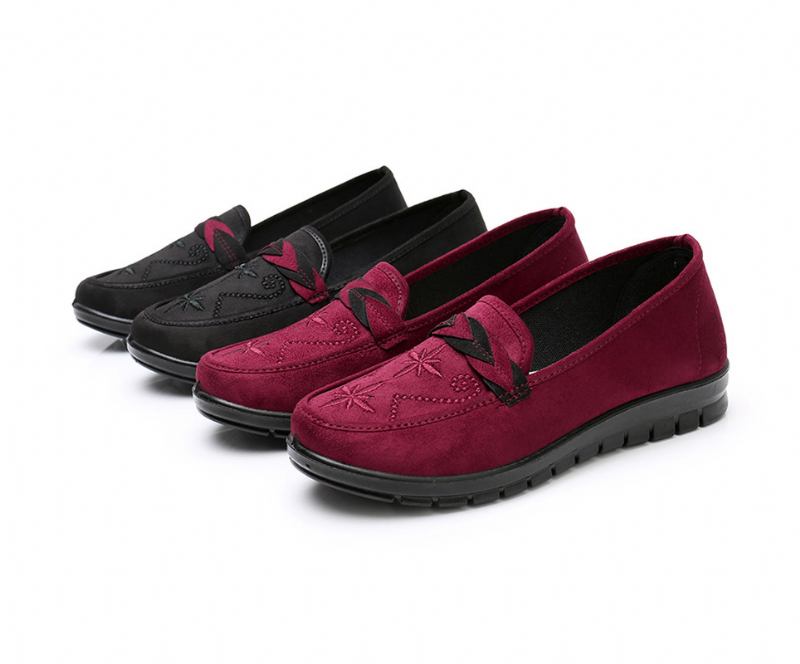 Kvinner Blomster Broderi Shallow Bærbare Slip-on Loafers