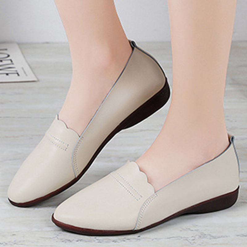 Kvinner Blonder Trim Myk Såle Uformell Slip On Flats Loafers