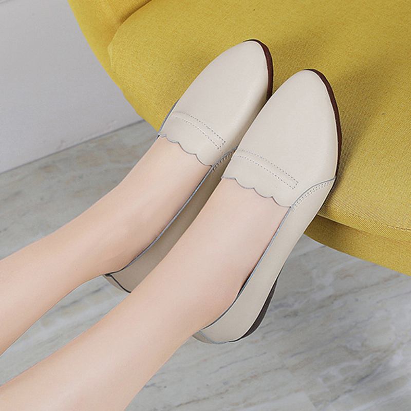 Kvinner Blonder Trim Myk Såle Uformell Slip On Flats Loafers