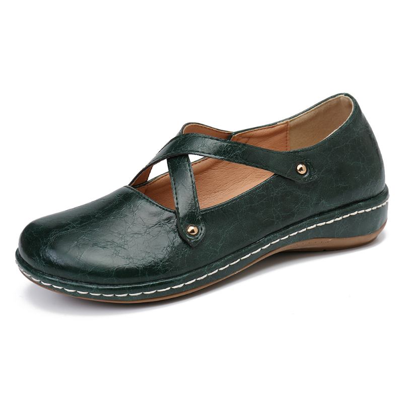 Kvinner Cross Strap Ensfarget Fritids Flats