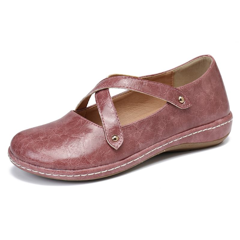 Kvinner Cross Strap Ensfarget Fritids Flats