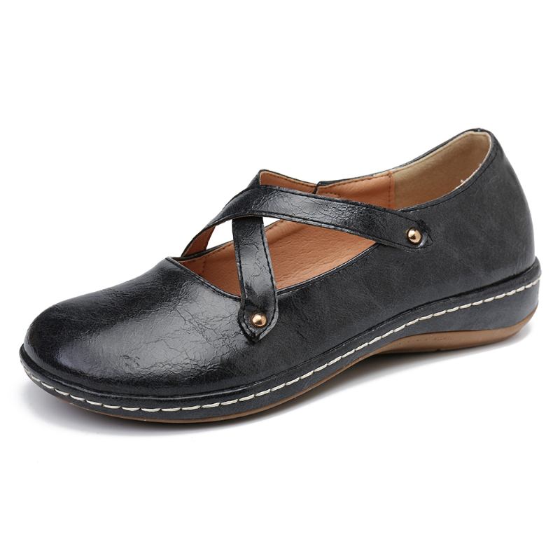 Kvinner Cross Strap Ensfarget Fritids Flats