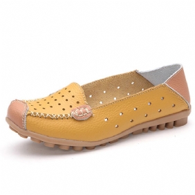 Kvinner Ekte Skinn Fritids Flat Shoes Slip-on Fritidssko Pustende Ballettsko