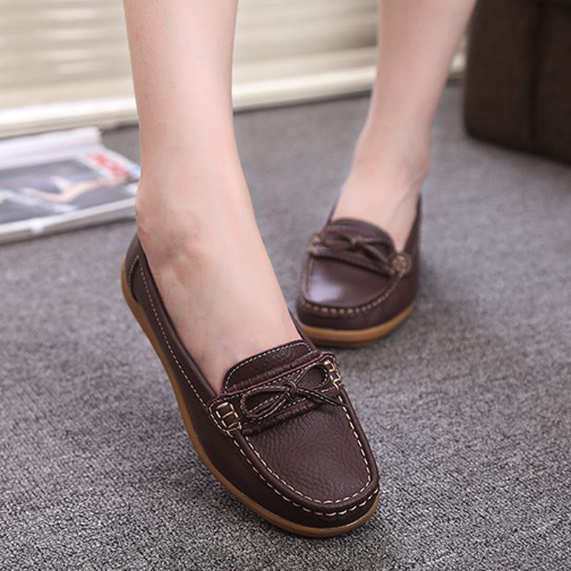 Kvinner Flat Slip On Fritids Soft Outdoor Runde Toe Flat Loafers Sko