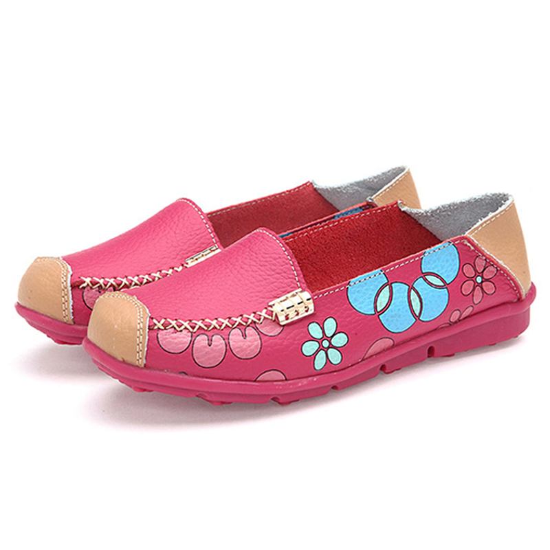 Kvinner Flats Sko Komfortabel Pustende Slip On Blomstrete Blomstrete Flat Loafers Sko