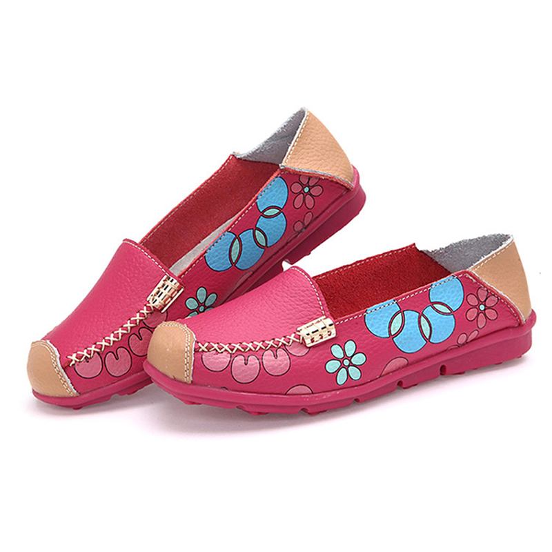 Kvinner Flats Sko Komfortabel Pustende Slip On Blomstrete Blomstrete Flat Loafers Sko