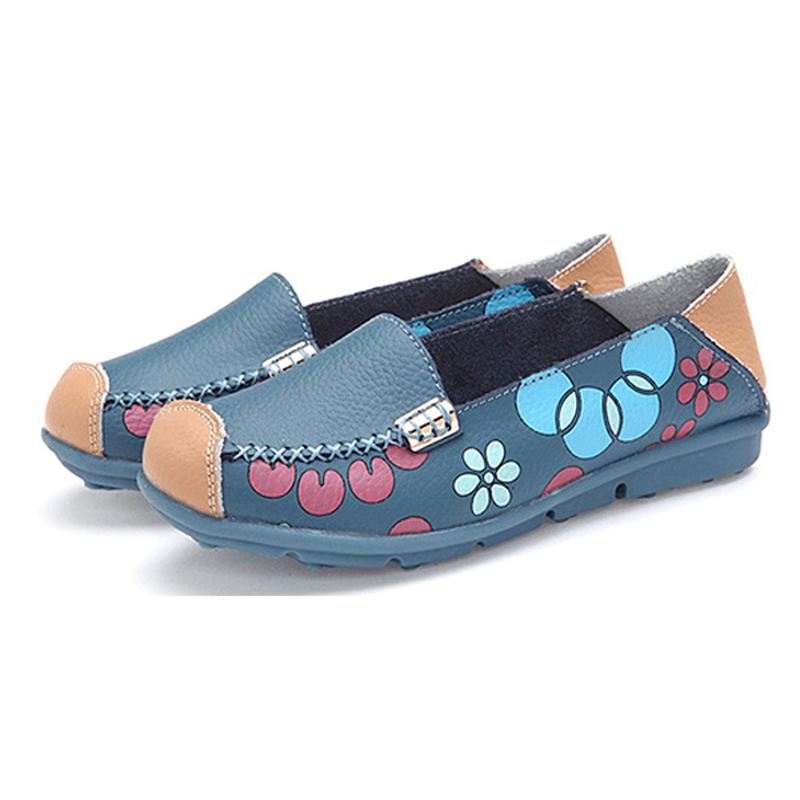 Kvinner Flats Sko Komfortabel Pustende Slip On Blomstrete Blomstrete Flat Loafers Sko