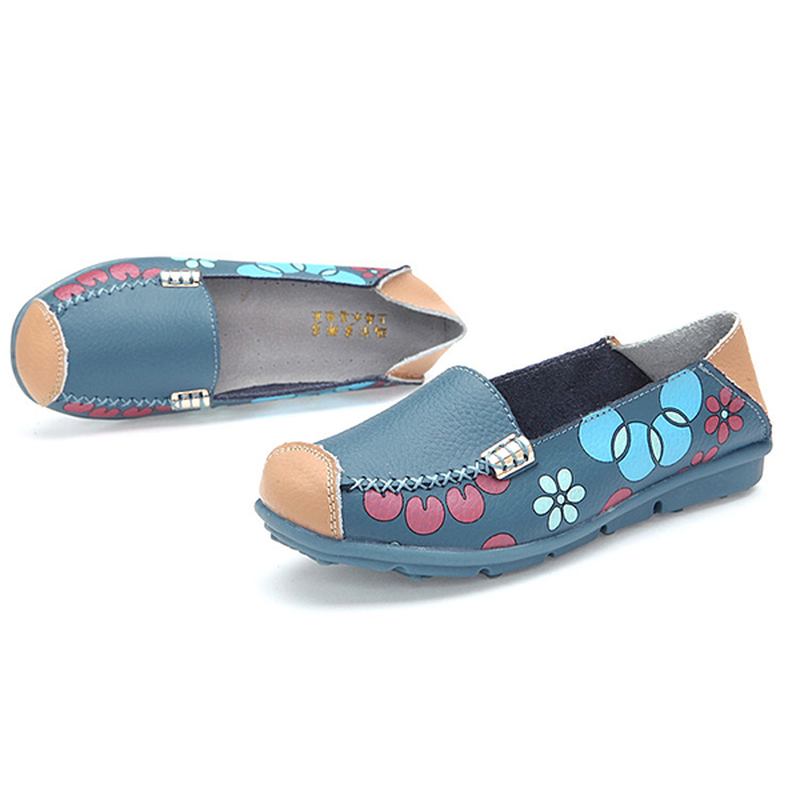 Kvinner Flats Sko Komfortabel Pustende Slip On Blomstrete Blomstrete Flat Loafers Sko