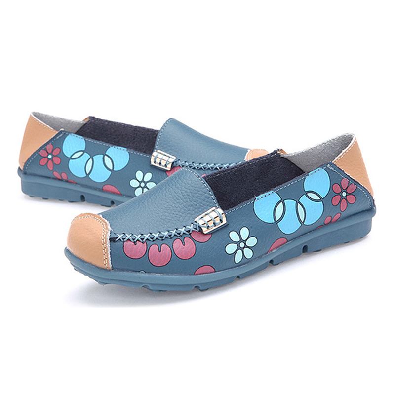 Kvinner Flats Sko Komfortabel Pustende Slip On Blomstrete Blomstrete Flat Loafers Sko