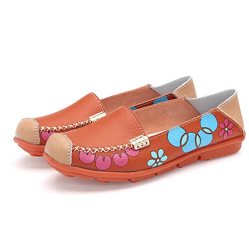 Kvinner Flats Sko Komfortabel Pustende Slip On Blomstrete Blomstrete Flat Loafers Sko