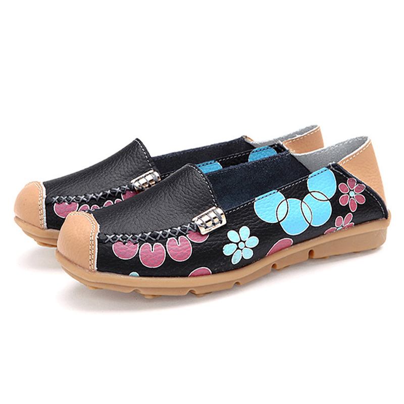 Kvinner Flats Sko Komfortabel Pustende Slip On Blomstrete Blomstrete Flat Loafers Sko