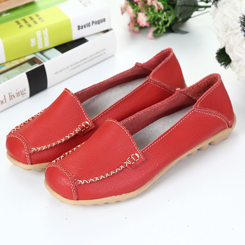 Kvinner Flats Sko Komfortable Fritids Slip On Round Toe Myk Flat Loafers Sko